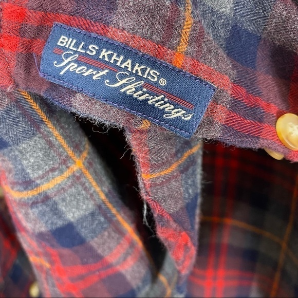BILLS KHAKIS Men’s Red Niantic Plaid Flannel Shirt Medium - Picture 4 of 5